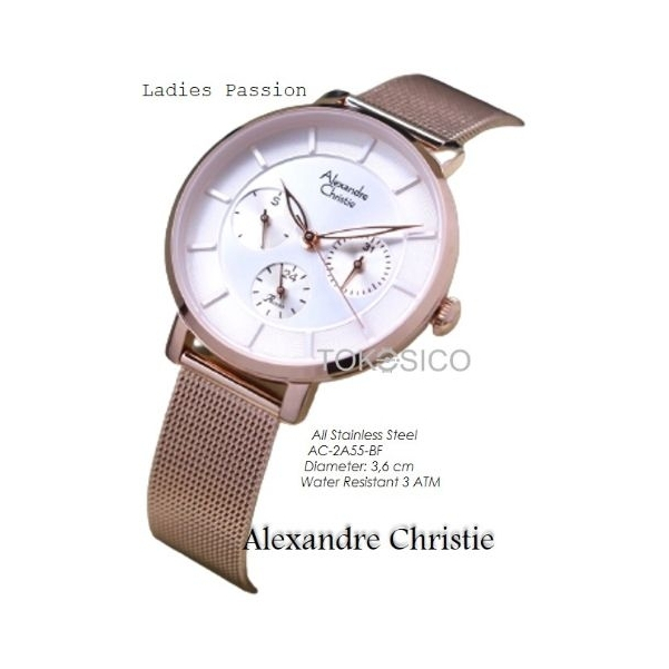 JAM TANGAN ALEXANDER CHRISTIE WANITA ORIGINAL AC 2870 ALEXANDRE CRISTY CEWEK 100% ORI RANTAI PASIR R