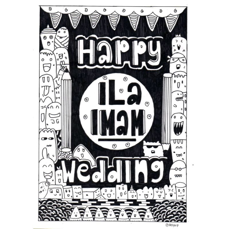 Kado Tema Doodle/Doodle Art/Hitam Putih/Tanpa Bingkai