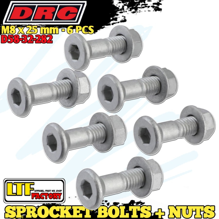 DRC UNIVERSAL - REAR SPROCKET BOLT & NUTS - BAUT + RING + MUR GEAR BELAKANG SET SEPEDA MOTOR - SPORT