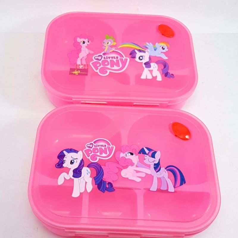 Tempat Makan Plastik Kotak 5 Sekat Little Pony Pink