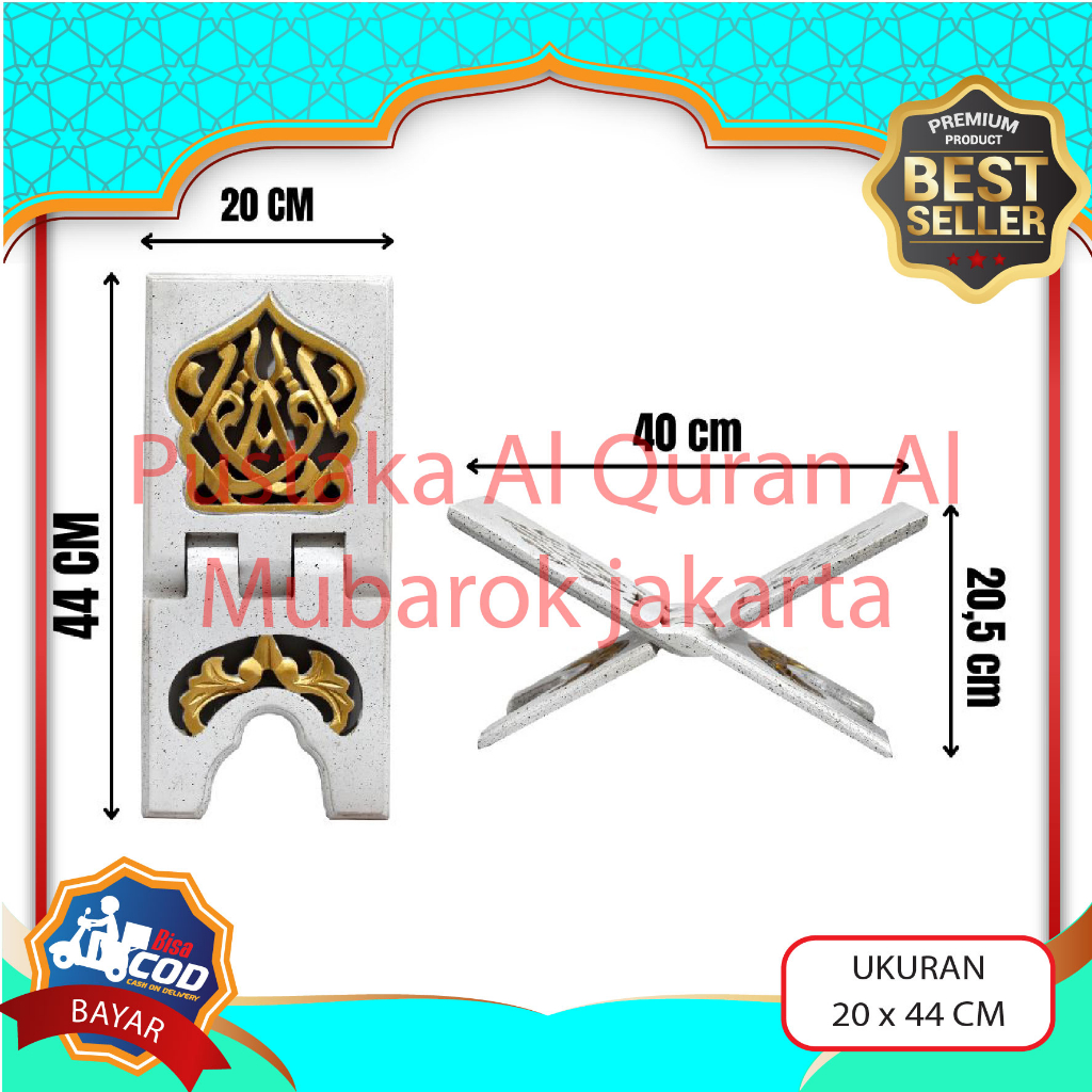 Meja Alquran Rehal Rekal Iqro Lipat Besar Ukir Motif Marmer Asli Ukuran 20 (P 44cm L 20cm) Lipat Kay