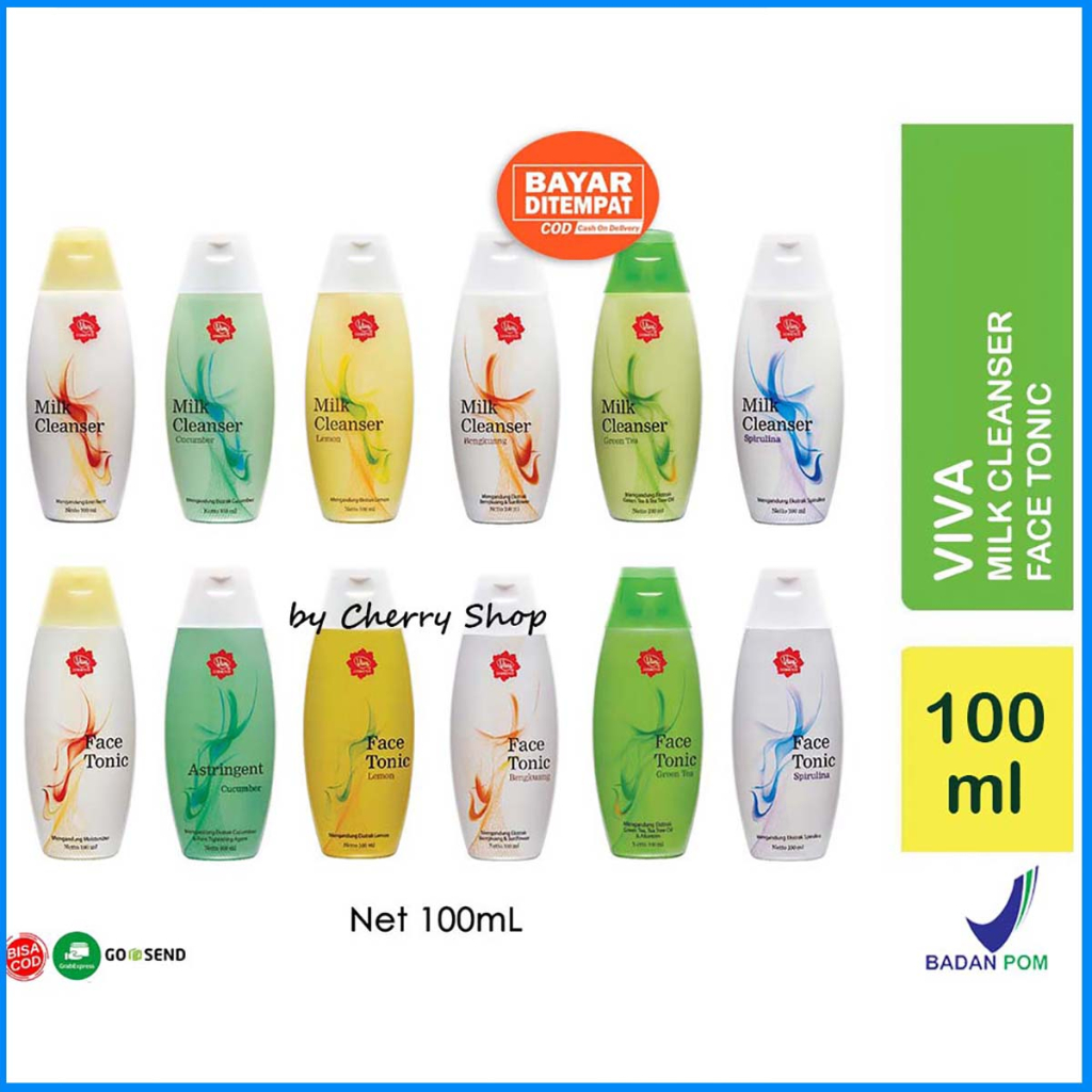 [100ML] [BPOM] VIVA Milk Cleanser dan Face Tonic 100ml | AIR MAWAR VIVA | LEMON | CUCUMBER TIMUN | SPIRULINA | BENGKOANG | GREEN TEA TEH HIJAU | ASTRIGENT
