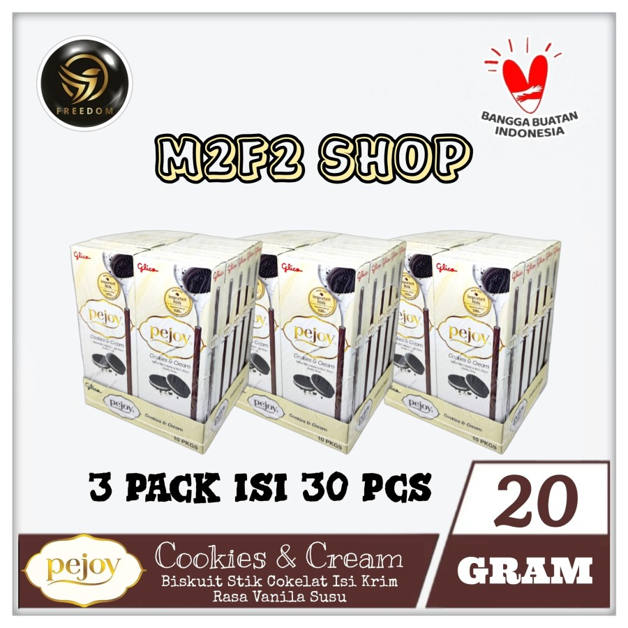 

Pejoy Cookies & Cream | Biskuit Stik Cokelat Vanila Susu - 20 gr (Kemasan 3 Pack)