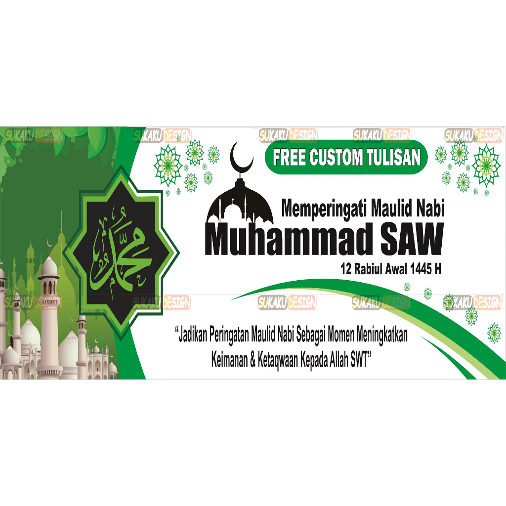 Bisa COD BANNER SPANDUK Peringatan MAULID NABI Muhammad SAW