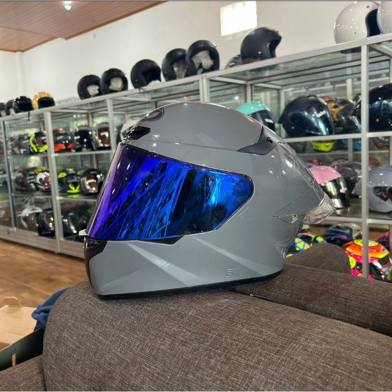 Helm KYT TT Course Gorila Grey Glossy Paket Ganteng
