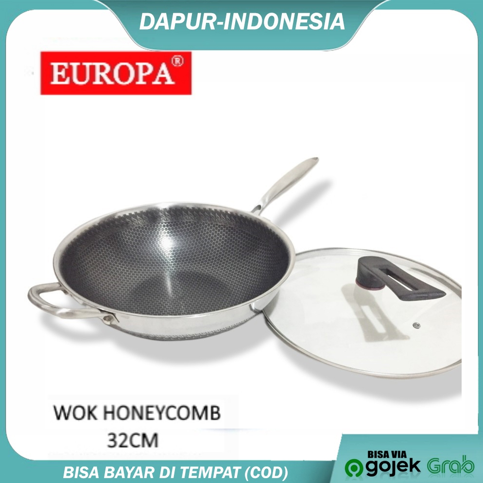 EUROPA WOK HONEYCOMB NON STICK 32 CM STAINLESS STEEL PANCI WOK