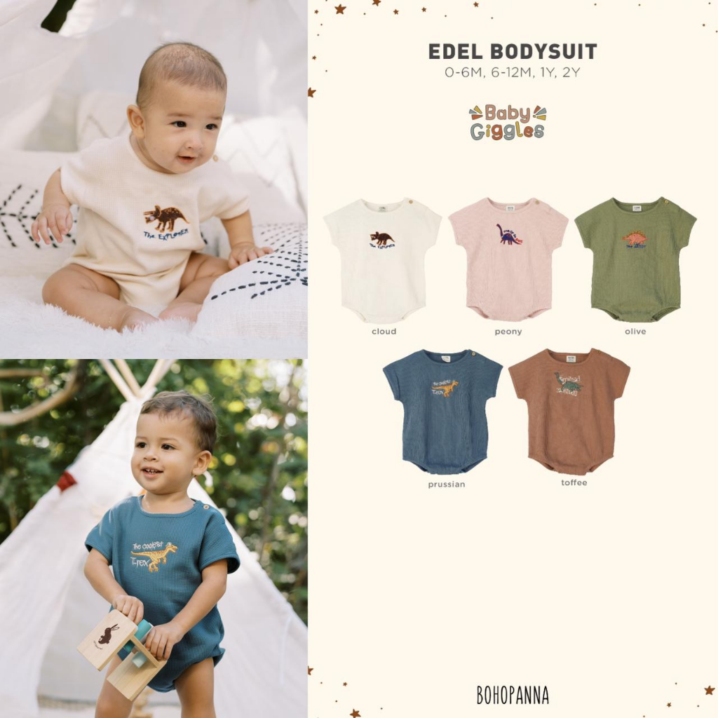 BOHOPANNA EDEL BODYSUIT BAYI UNISEX USIA 0-2 TAHUN