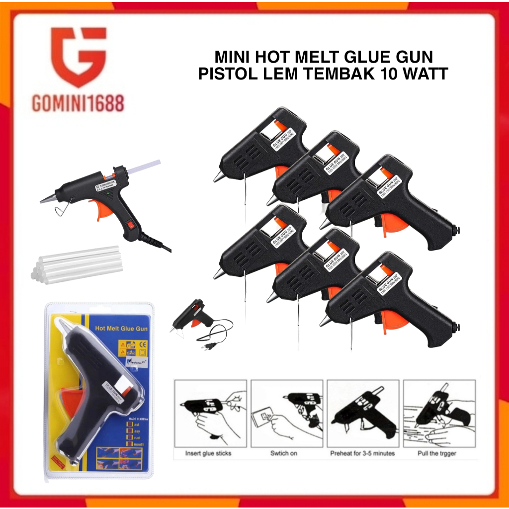 Pistol Lem Tembak Mini 10 Watt Hot Melt Glue Gun For DIY Work Heating Fast Mesin Alat Pemanas Lem Tembak Lilin Bakar Panas Cair