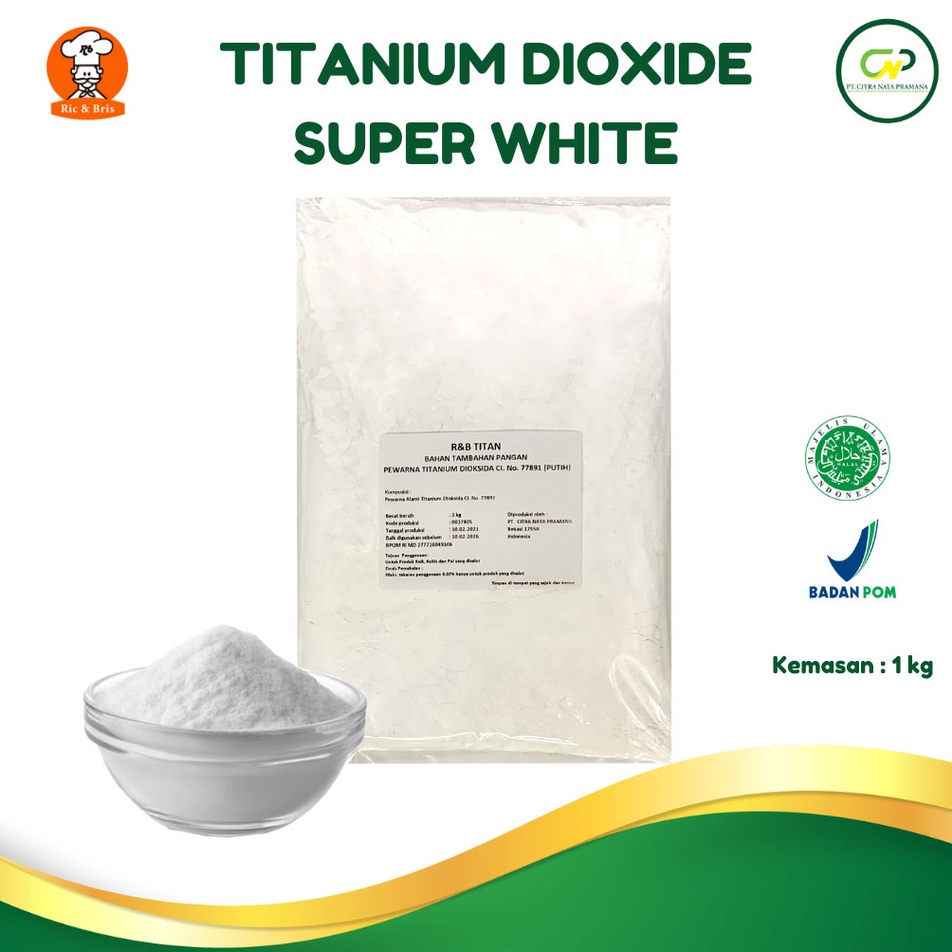 

Titanium Dioxide Super White 1kg / Pemutih Makanan Food Grade Ekstra Putih