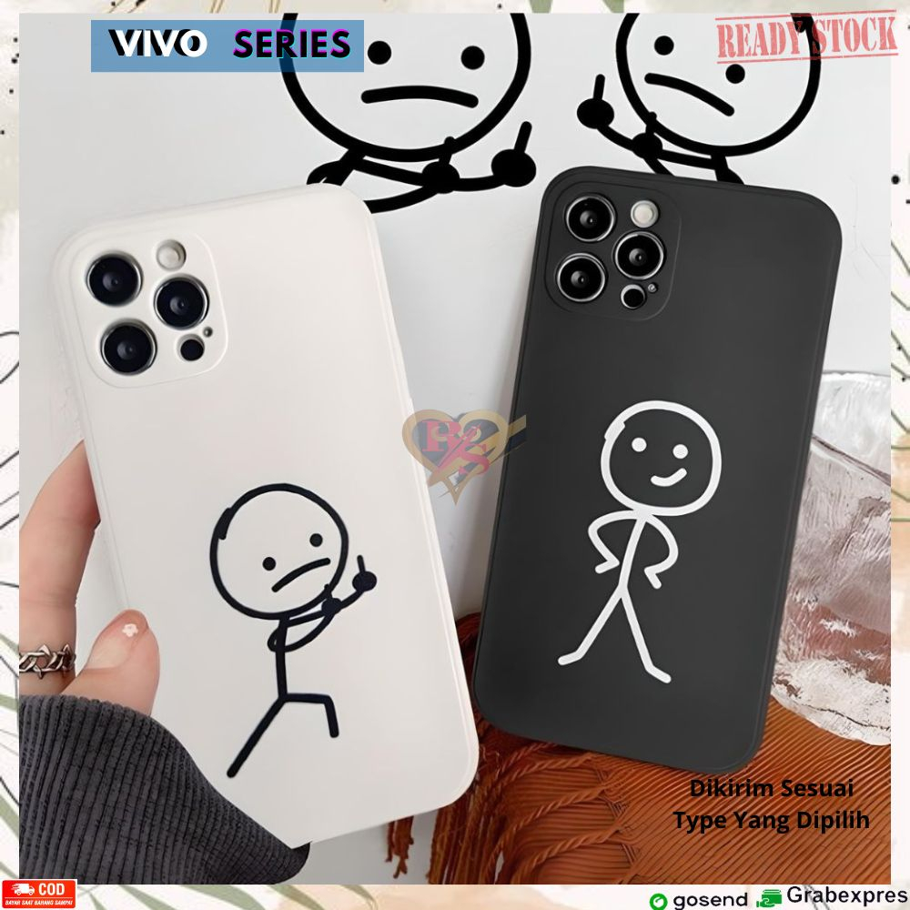 Casing Vivo Y91C Y93 Fingger Y95 Casing Stick Couple Estetic Silicon Matte Premium