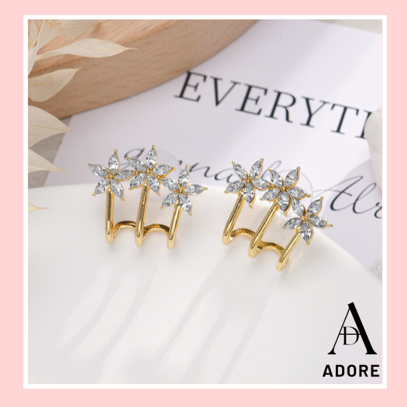 Adore - Anting Tusuk Bentuk 3 Bunga Gaya Elegant &amp; Minimalis - 2002