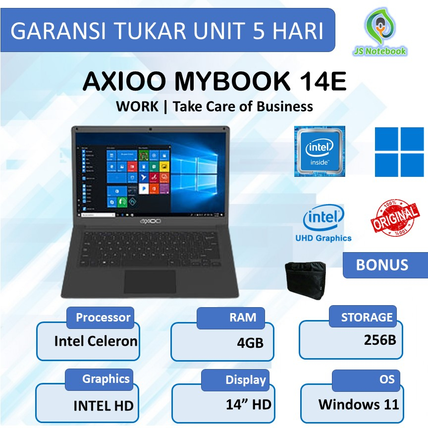 LAPTOP AXIOO MYBOOK 14E intel Celeron 4GB RAM 256GB 14" W11Pro