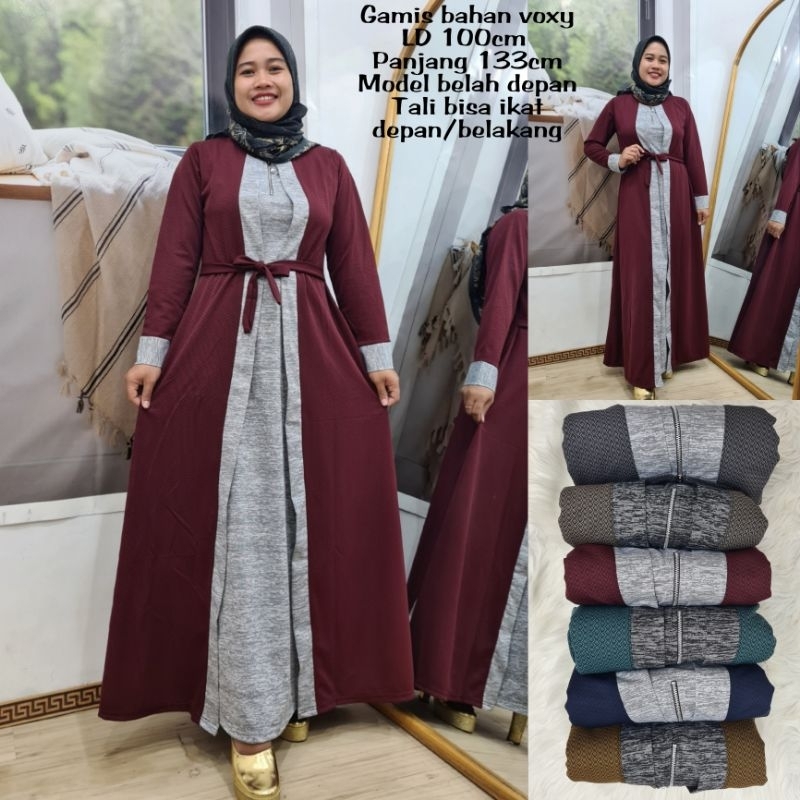 Gamis Rompi Kaos Voxy Harian Santai simpel casual Murah Nyaman Kaos dress daster muslimah hijab ruma