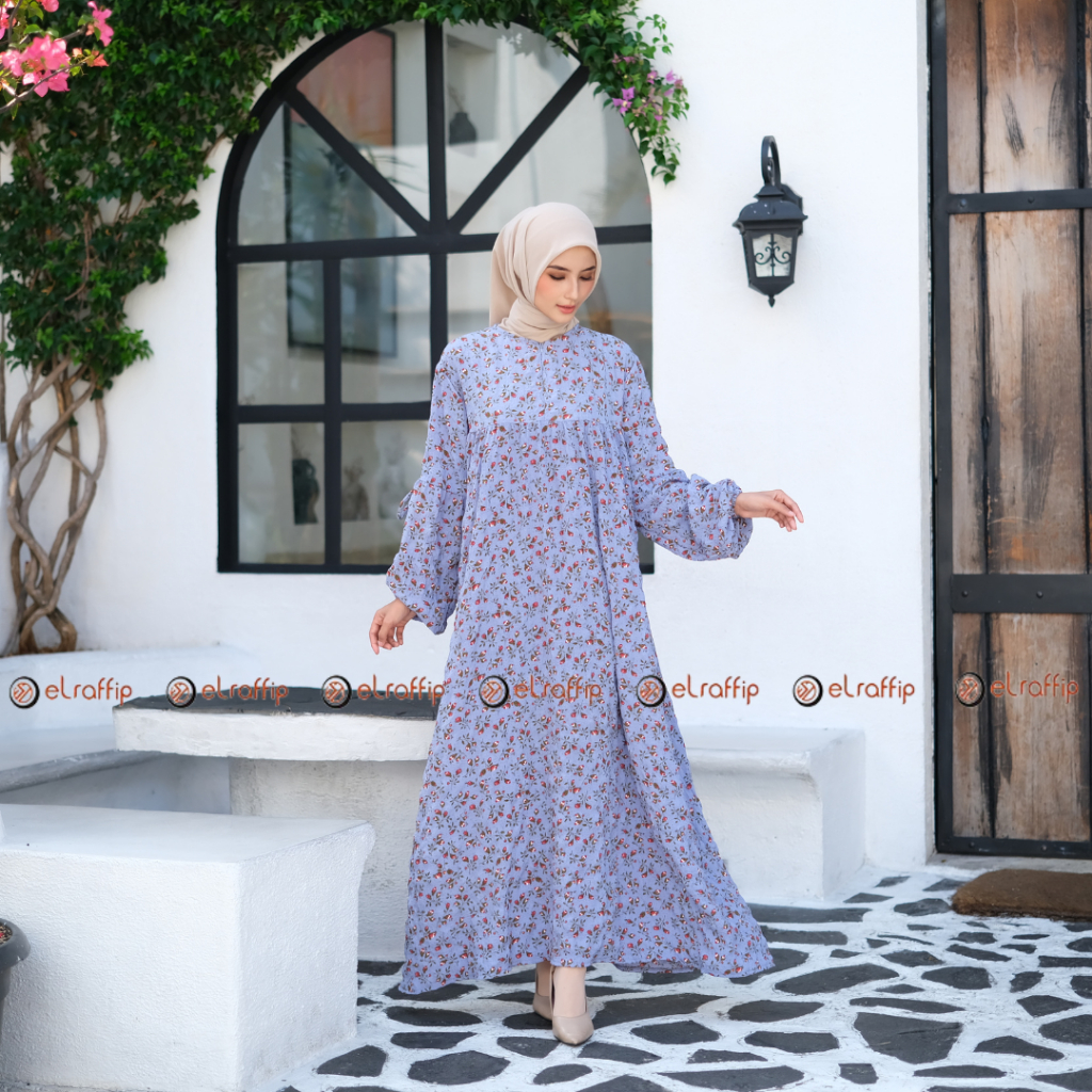 ELRAFFIP - Gamis Dewasa Motif Long Dress Motif Cringkle