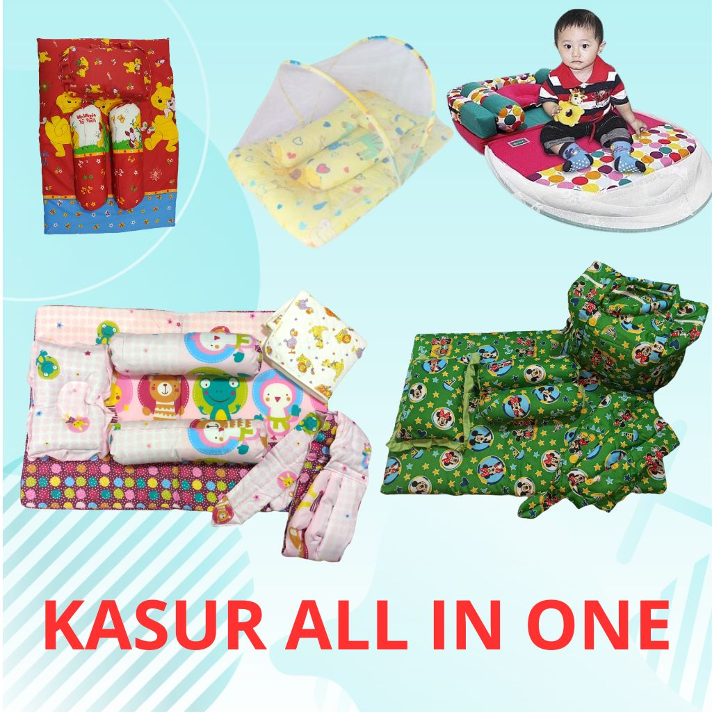 Kasur set matras murah | tempat Tidur bayi All in one Set Bantal Guling Peyang perlak kelambu gendon