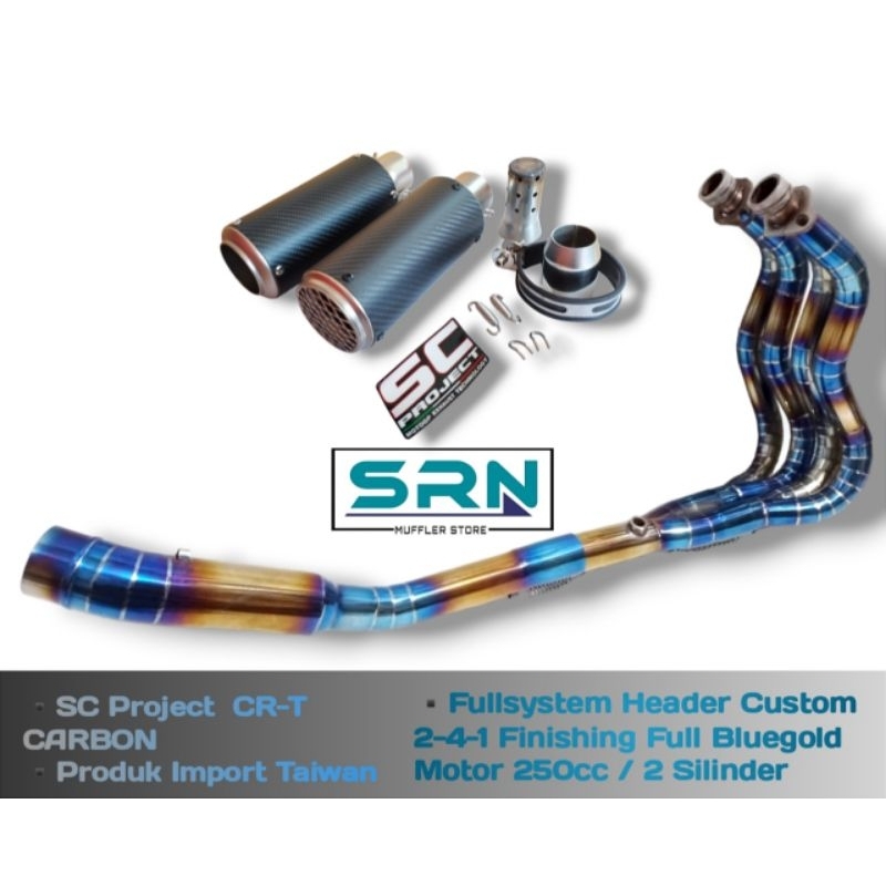 KNALPOT AKRAPOVIC EVOLUTION LINE IMPORT TAIWAN HEADER CUSTOM 4 SILINDER 2-4-1 BLUEGOLD MOTOR NINJA 2