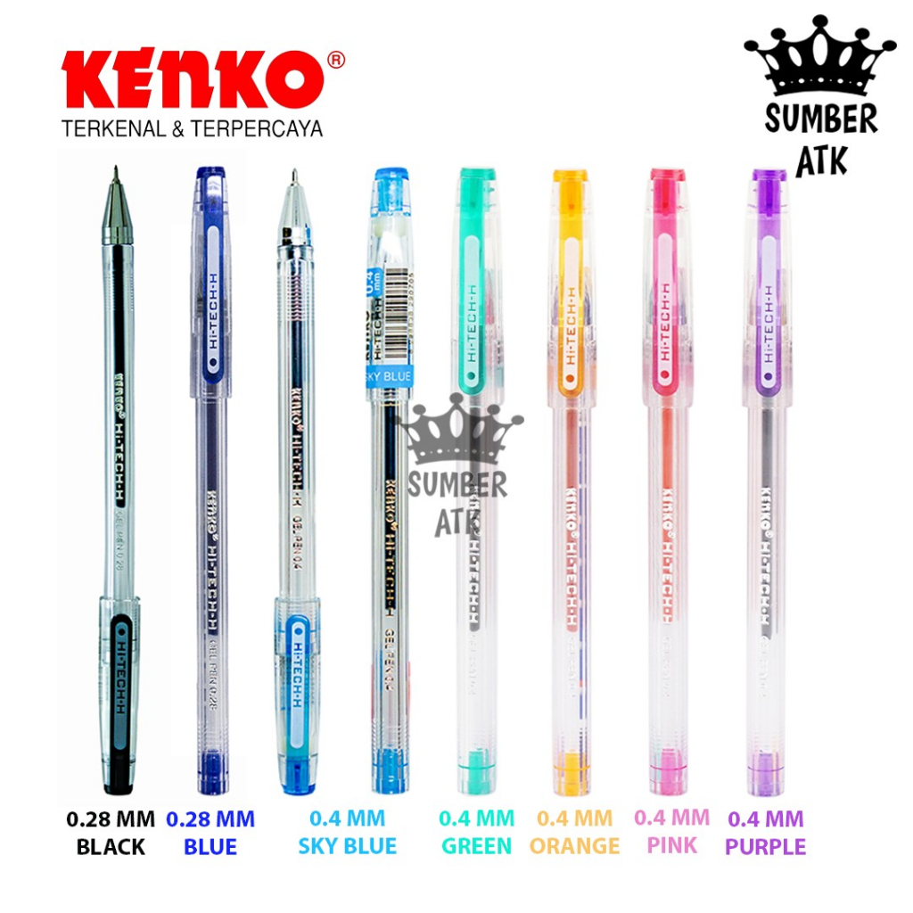 

Pulpen / Pena KENKO Gel Pen Hi-Tech-H 0.28Mm 0.4Mm Black Blue Pink Green Sky Blue Orange Purple