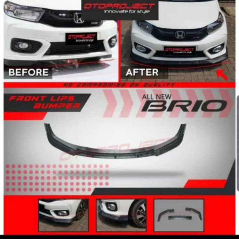 Lips front bemper depan bawah glossy Honda Brio 2018