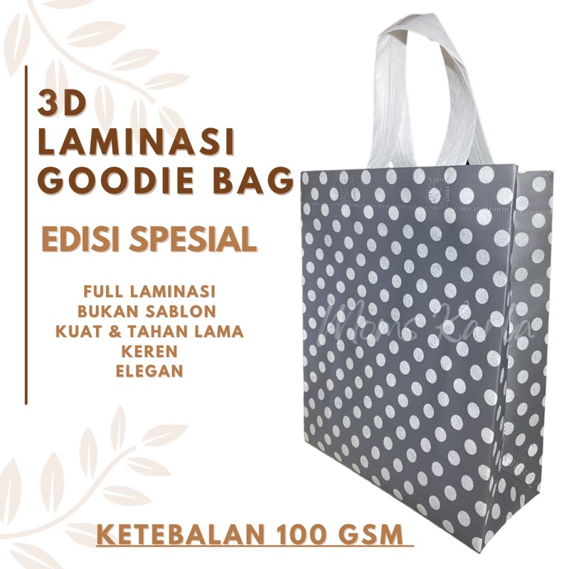 

Goodie bag 3D Laminasi Polkadot Abu