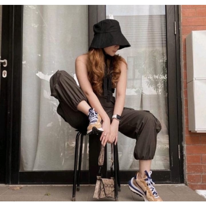 WIDE BUCKET HAT  Wanita Termurah / Topi Pantai Selebgram Akses Tali / Topi Dewasa Bucket Lebar