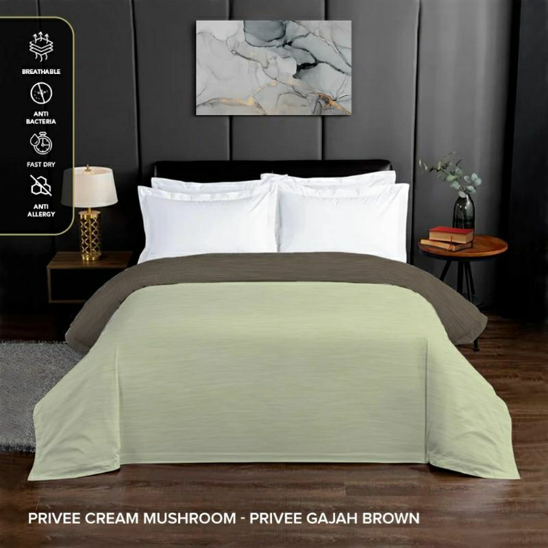King Rabbit Reserve Bed Cover Single Motif Cream Mushroom