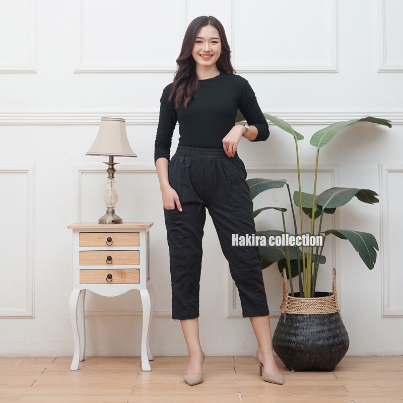 CELANA LUCIO PANTS MODEL 7/9 LINEN CRINKEL TERBARU