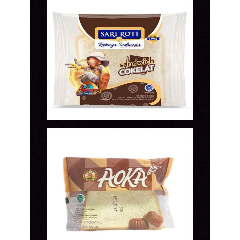 

sari roti coklat dan aoka coklat