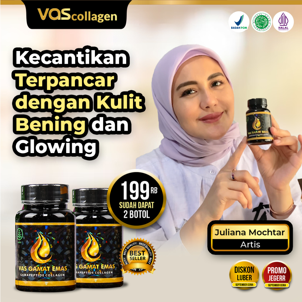 Vas gamat emas collagen original ori pemutih badan wajah glowing ampuh bpom