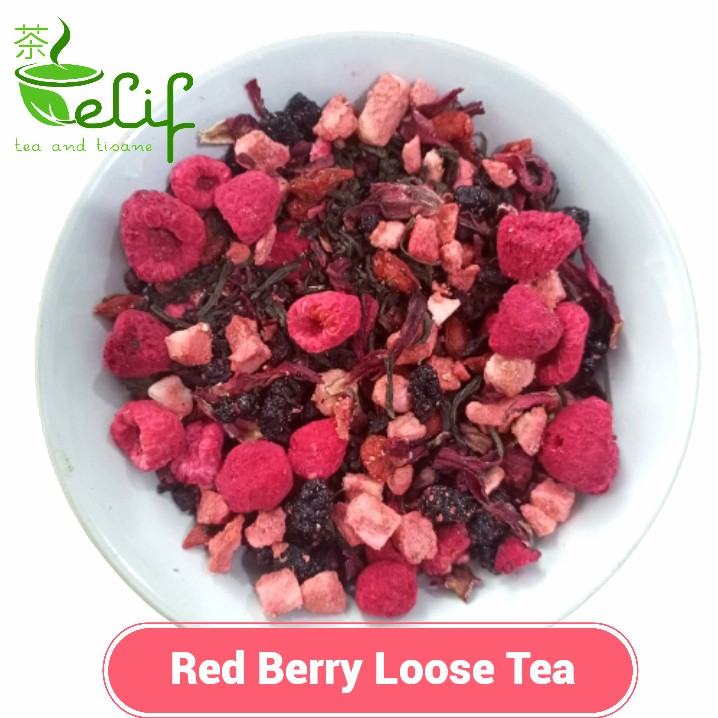 

ELIF TEA Big Size Red Berry Loose Tea : Raspberry, Strawberry, Omija, Seabuckthorn berry