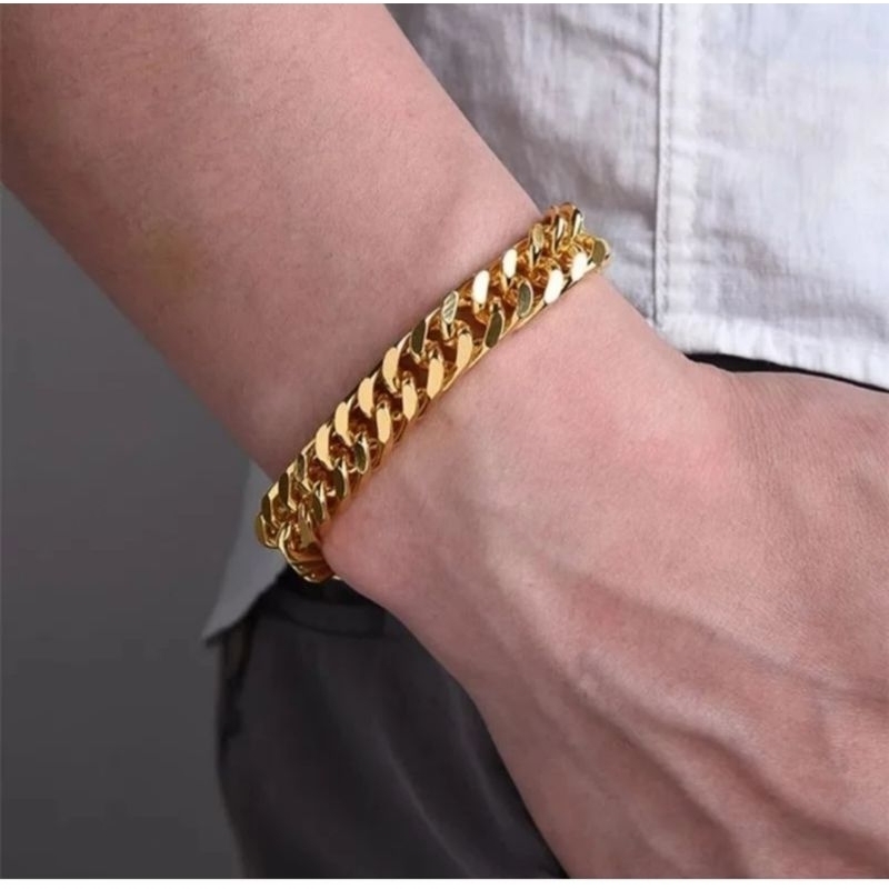 [Bayar ditempat] GELANG PRIA RANTAI TITANIUM ORIGINAL WARNA GOLD