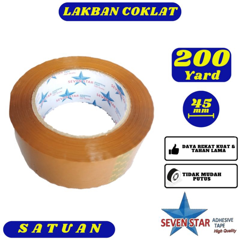

Lakban Coklat Seven Star 45mm x 200yard Satuan - Daya Rekat Kuat,Tidak Mudah Putus