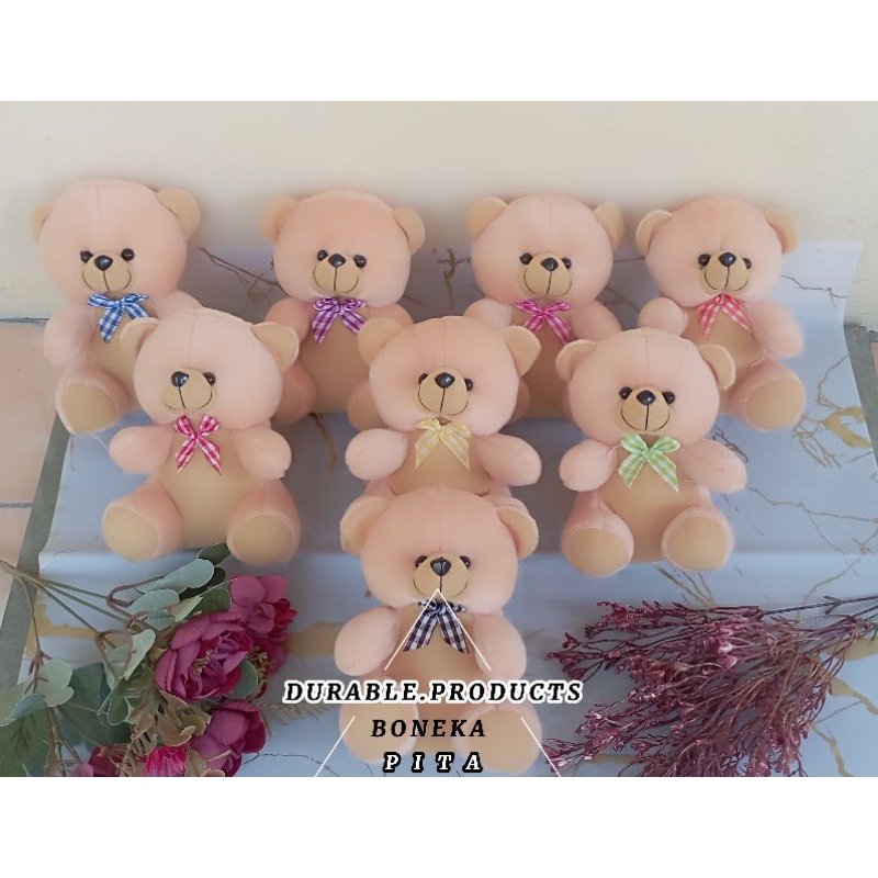 BONEKA DASI PITA KOTAK KOTAK/ BONEKA MINI / BONEKA BOUQUET / BONEKA WARNA MOCCA