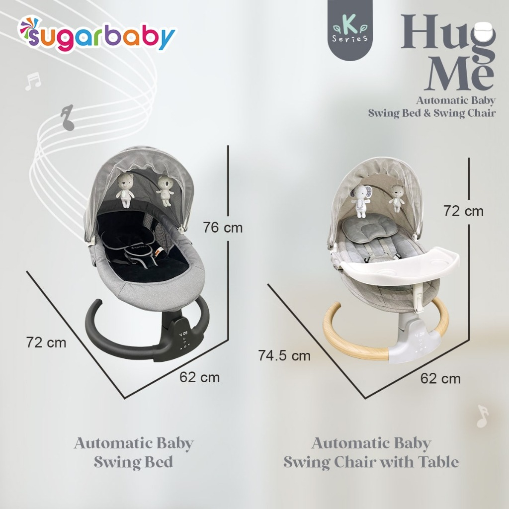 RB22 Sugar baby HUG ME Automatic Baby Swing BED & Sugar Baby Hug Me K-SERIES Automatic Baby Swing