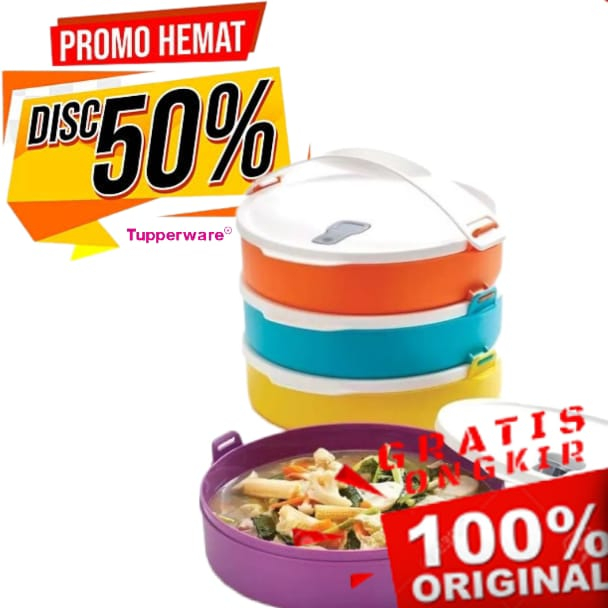 *BIG SALE* DISC 50% Tupperware Click To Go Round Set isi 4 | Tempat Bekal Nasi Keren | Tempat Rantan