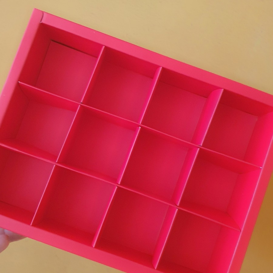 

(5 pcs) kardus pie susu sekat 12 dus fruitpie cupcake box pudding kotak kemasan warna merah tutup mika polos