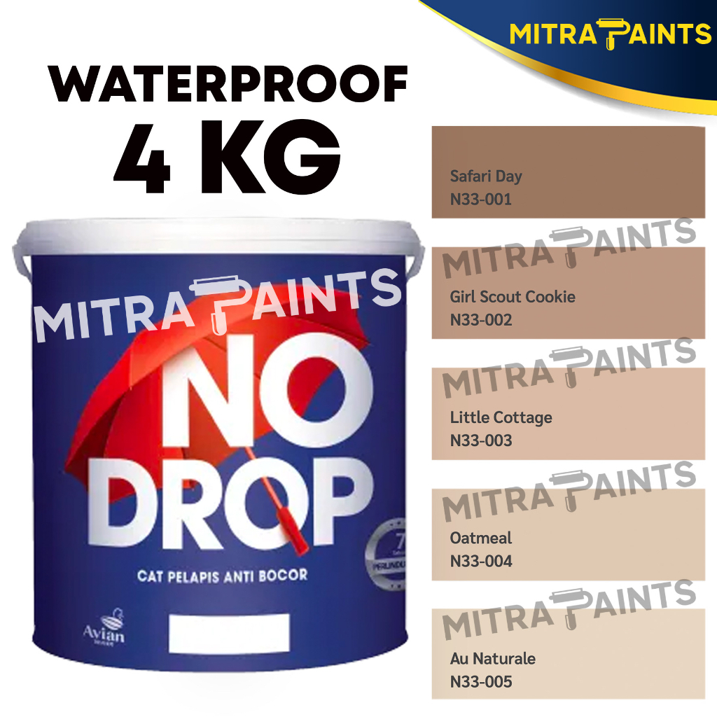CAT WATERPROOF NO DROP ANTI BOCOR 4 KG / N33 MOCCA COKLAT BEIGE / WARNA CUSTOM TINTING