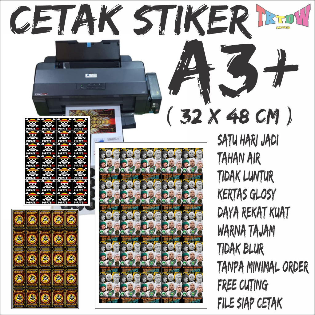 

CETAK STIKER VYNIL A3+ ( PRINT + CUTTING )