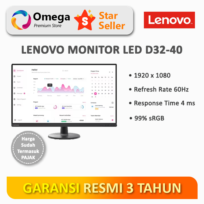 Monitor Lenovo D32-40 32"