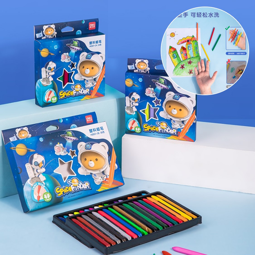 

DELI007 Plastic Crayonkrayon Plastik 12 24 36 Tidak Mengotori Tangan Ergonomis Tidak Beracun