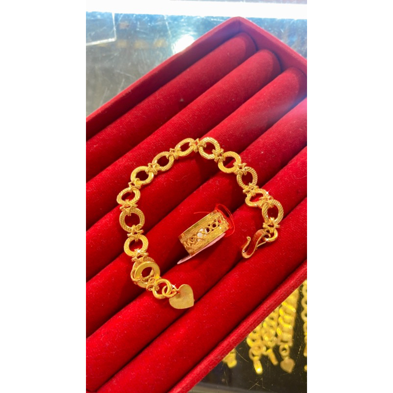 set gelang cincin bulat mas penang