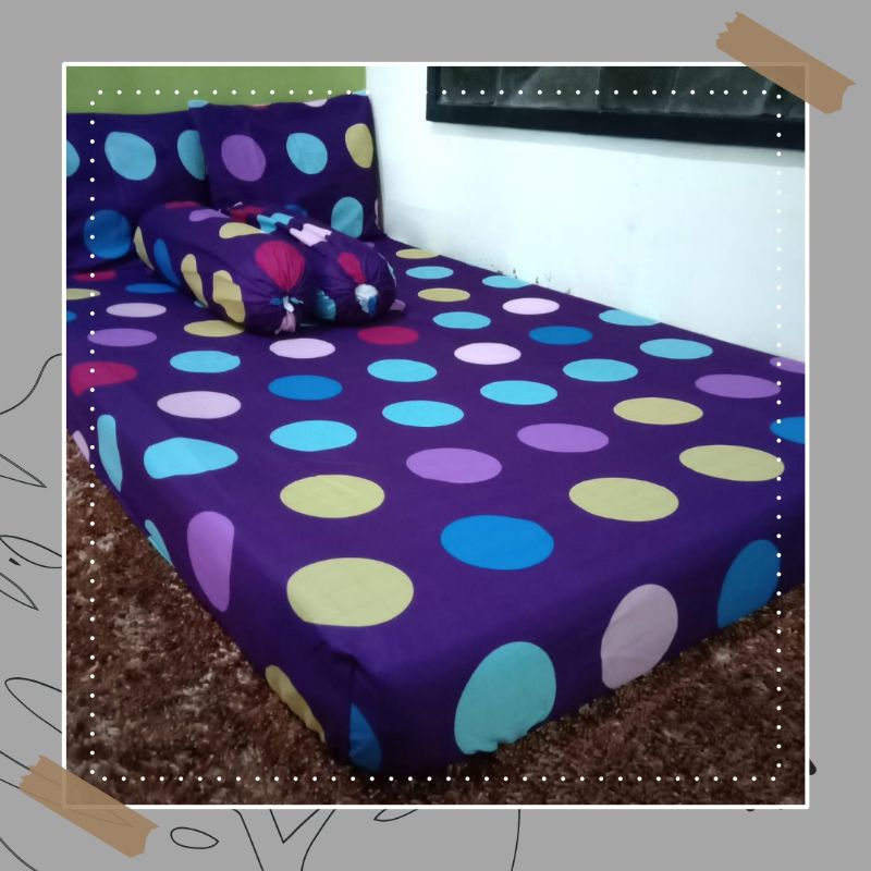 Sprei Hitam Motif Polkadot Besar Sprei Polkadot Sprei Ungu Motif Bulat Polkadot Seprei Size 90x200 1