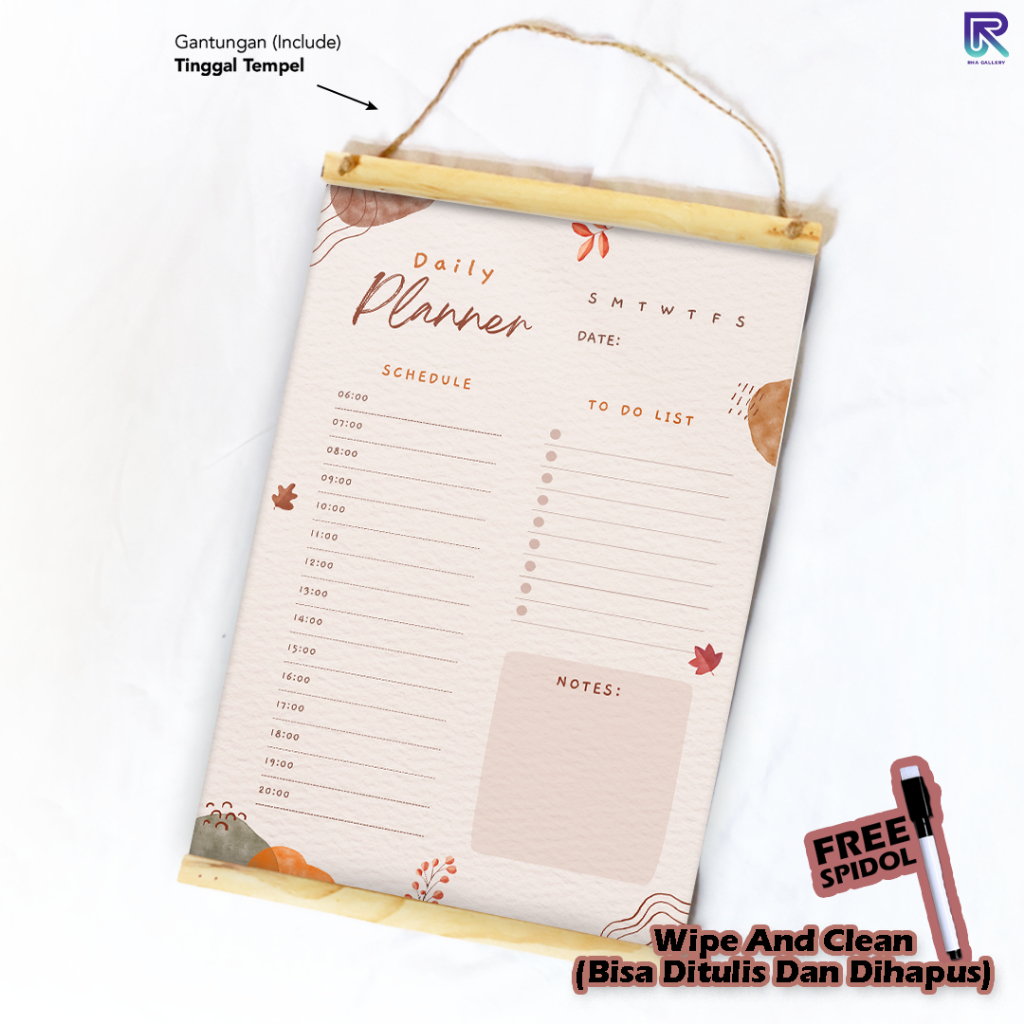 

RHA GALLERY Planner Schedule Daily / Weekly Activity Produktif Wipe And Clean List Jadwal Tulis