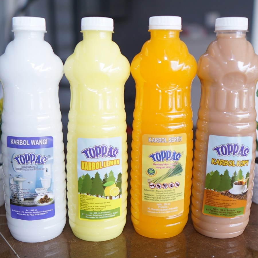 Karbol Toppas BOTOL Sereh Lemon Pinus Putih Pembersih Pewangi Lantai