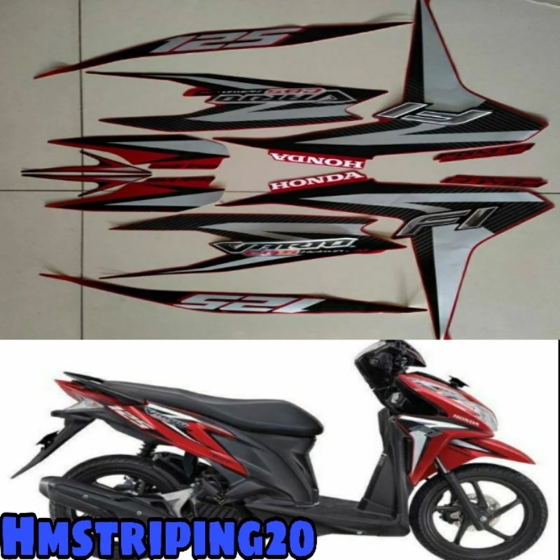 STRIPING STIKER HONDA VARIO 125 CBS TAHUN 2012 MERAH LIS BODY STANDART BERKWALITAS