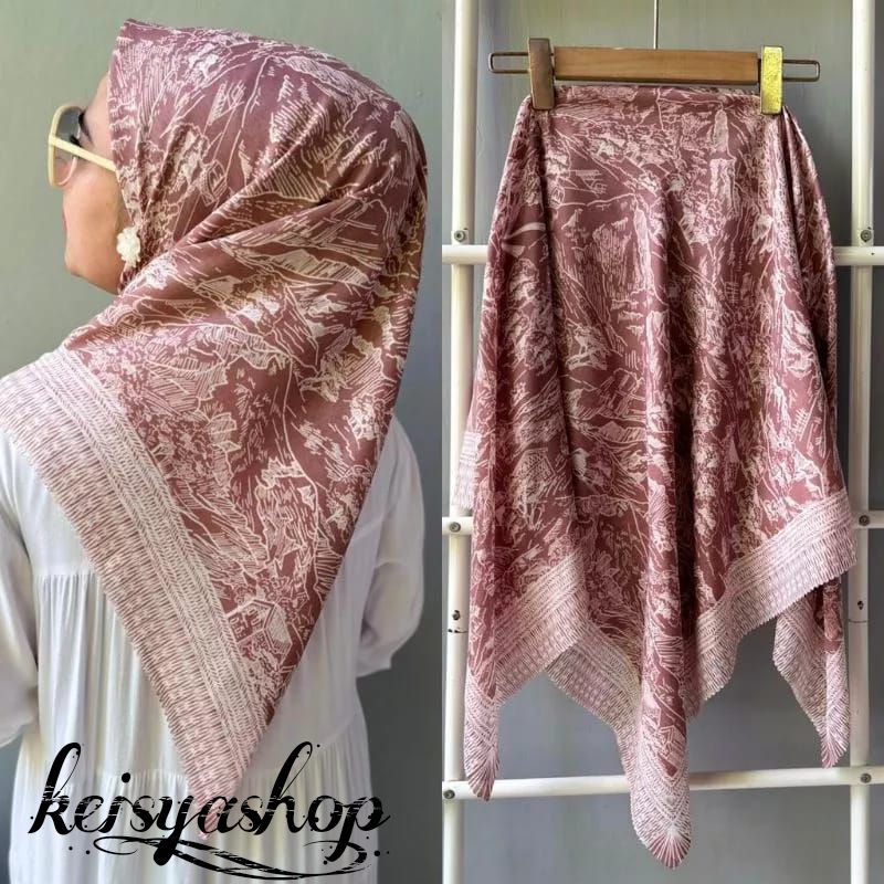 Jilbab Motif Gugunung Pink Premium
