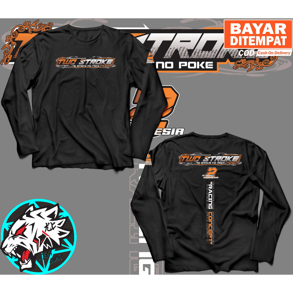 Kaos Lengan Panjang 2 Stroke Indonesia No Smoke No Poke Racing Two Tak Baju Distro Motor Herex Tshir