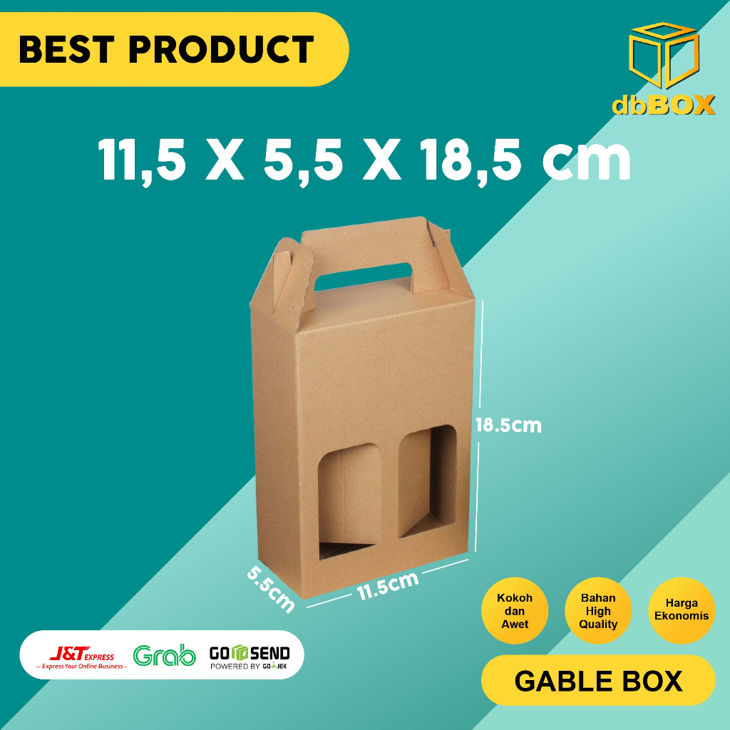 

(10Pcs) Gable box 11,5 x 5,5 x 18,5 untuk tumbler dan botol minum 250 ml isi dua (kardus saja)