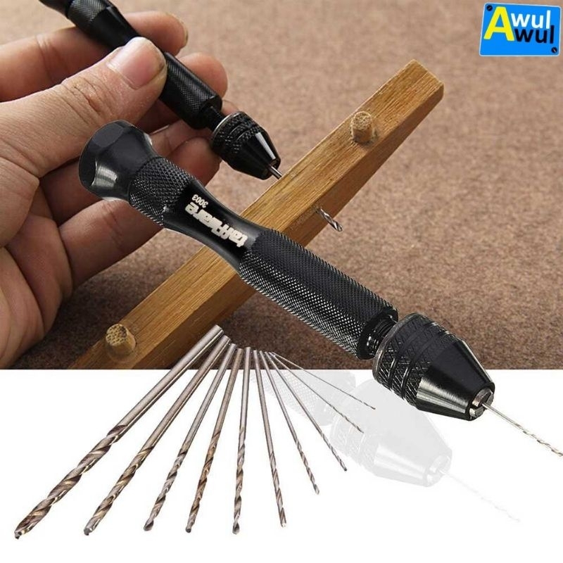 Bor Tangan Manual Serbaguna (BONUS 10 Mata Bor) | Manual Hand Mini Drill