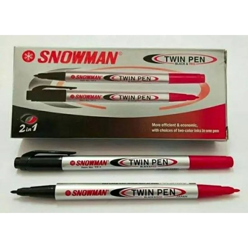 

Pena Twin Pen Snowman Merah dan Hitam Original