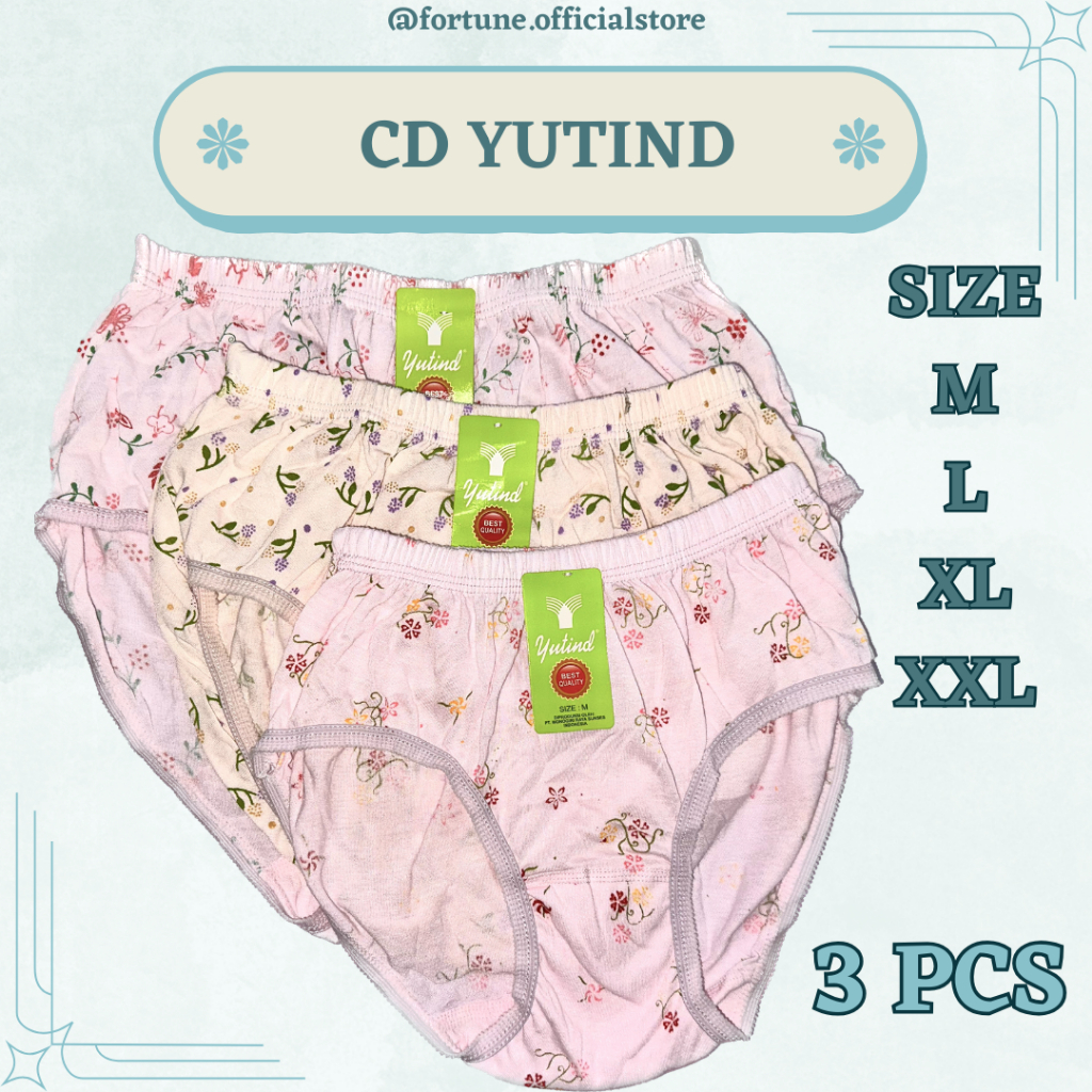 Celana Dalam Wanita Bahan Katun Merk Yutind 3 PCS / CD / Sempak / Celqna / Cawet / Pakaian Dalam Cew